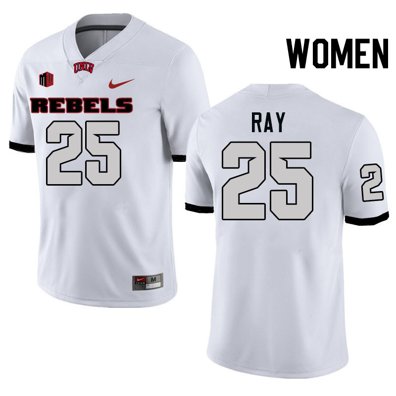 Women #25 Rogerick Ray UNLV Rebels College Football Jerseys Stitched-White